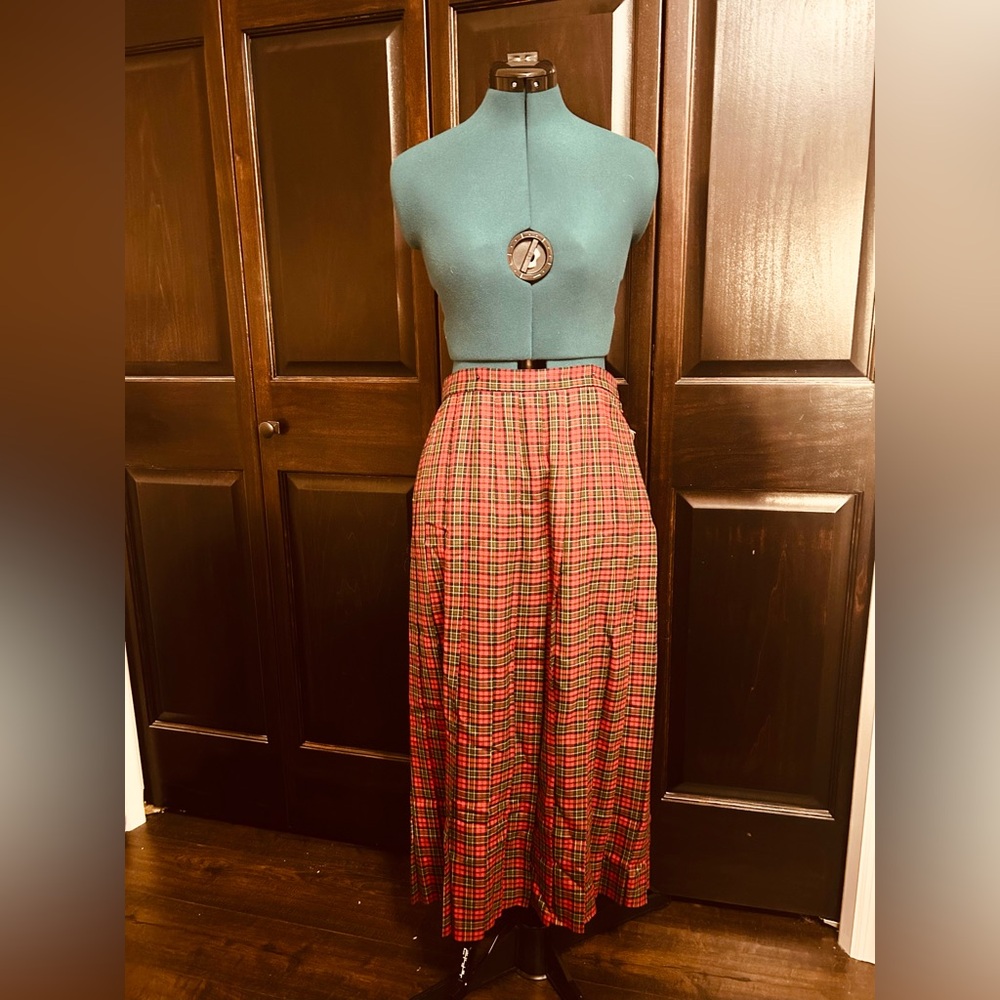 David Brooks Festive Plaid Maxi Skirt